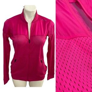 Brooks Track Jacket Womens Small Run Happy Mesh Zip Up Pockets Pink Athleisure